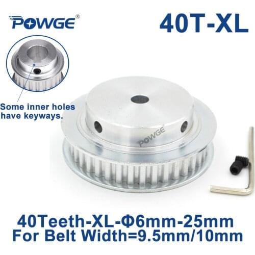 POWGE 40 Teeth XL Timing pulley Bore 6/6.35/8/10/12/14/15/16/17/19/20/22/25mm for width 10mm XL Synchronous Belt 40teeth 40T