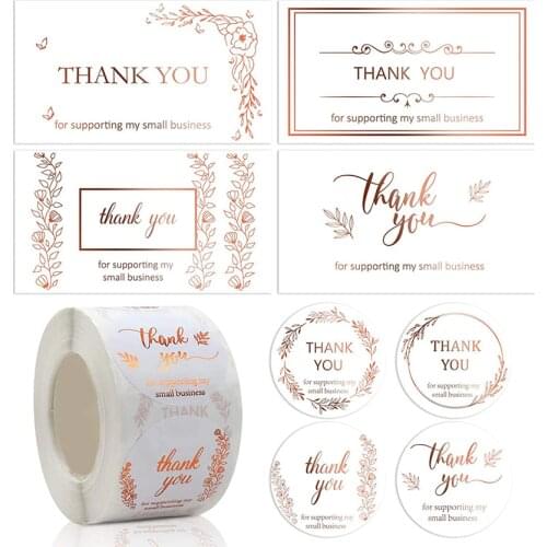 2*3.5 inch Bronzing Leaves Thank You for supporting My Small Business Card Greeting Card Gift decoration Labels Thank You Cards