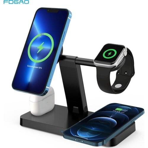 3 in 1 15W Qi Magnetic Wireless Charger Stand For Magsafe iPhone 12 Pro Max Fast Charging Dock For Apple Watch 6 5 4 Airpods Pro