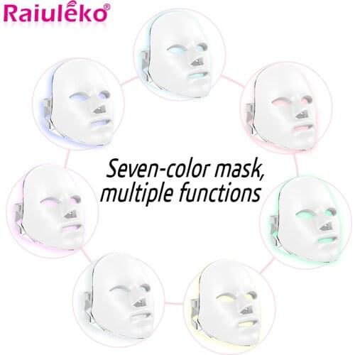 7 Colorful Facial Mask Home Spa Salon LED Facial Neck Mask Photon Mask Remove Wrinkle Acne Skin Rejuvenation Face Beauty Machine