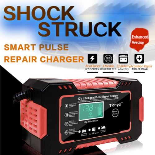 Car Battery Charger 12v 6A Pulse Repair LCD Display Smart Charge AGM Deep Cycle GEL Lead-Acid Automatic Fast Power Charging New