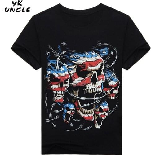 YK UNCLE Brand American Flag Skull 3D T-shirts Printed Man 2018 Fashion O-Neck Cotton Summer T shirts Cotton Tops Tees Shirts