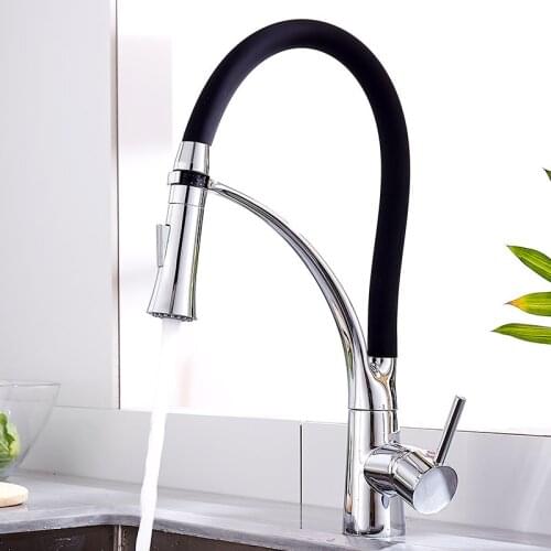 Black Kitchen Faucet Sink Swivel Pull Down Kitchen Faucet Sink Tap Mounted Deck Bathroom Mounted Hot and Cold Water Mixer