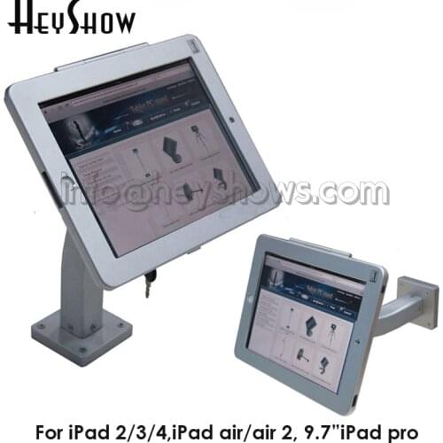 Tablet Security Holder Lock Display Stand Wall Mount Case Bracket Anti-Theft Device iPad2/3/4 With Lockable Metal Case And Key