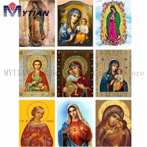 Virgin Mary Jesus Frameless Diamond Painting Wall Arts Religion Painting Madonna With The Baby Diy Diamond Embroidery Handmade