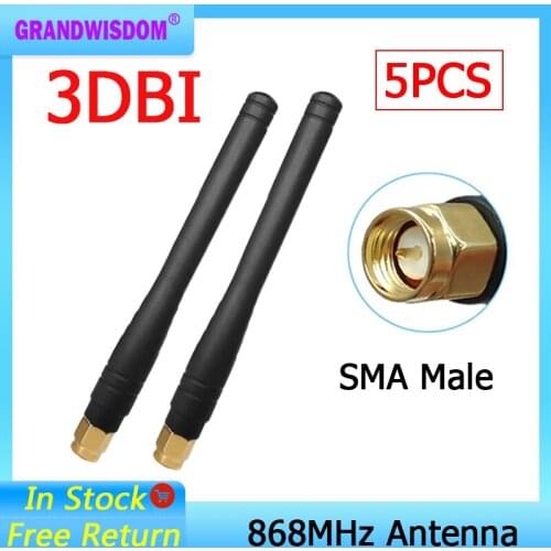 5pcs 868MHz 915MHz Antenna 3dbi SMA Male Connector GSM 915 MHz 868 MHz antena outdoor signal repeater antenne waterproof Lorawan