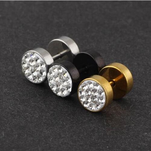 JUNLOPWY 16G Stainless Steel CZ Ear Stud Men Women Faux Tragus Earring Gauges Tunnels Ear Piercing Cartilage Body Jewelry 120pcs