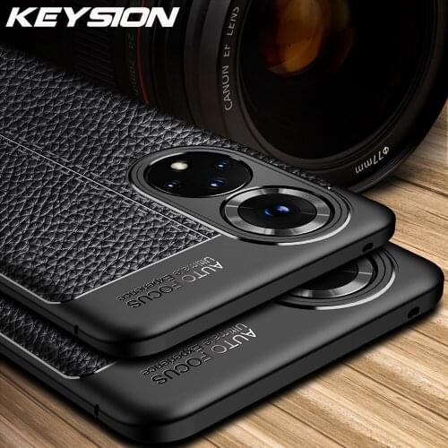 KEYSION Shockproof Case For Honor 50 Pro 50 SE 5G View 40 Leather Texture soft Silicone Phone back cover for Huawei Nova 8 Pro