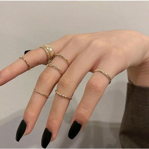 Fashion Jewelry Rings Set Hot Selling Metal Alloy Hollow Round Opening Women Finger Ring For Girl Lady Party Wedding Gifts