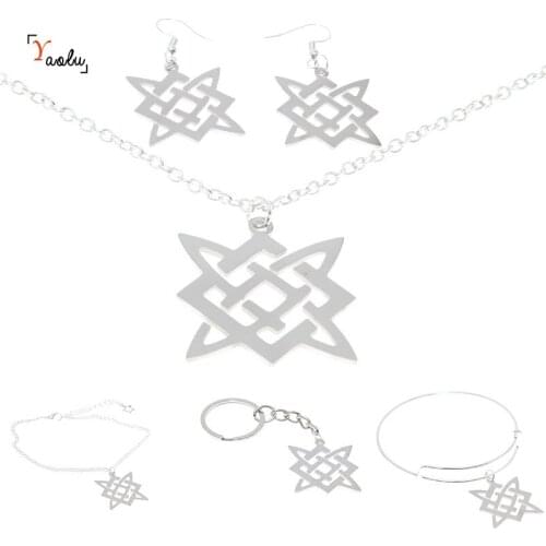 Svarogs Square Jewelry set Star of Rus Slavic Symbol Stainless steel Charm Necklace Bangle Kerying Earring Ankle