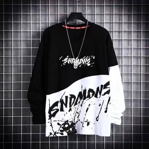 Cool Korean Harajuku Men Swearshirts Hip Hop Oversize Man Hoodies Gothic Black Sweatshirts Casual Patchwork Harajuku Hoodides