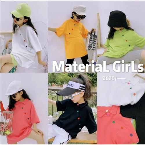 2020 hot sale girls short sleeve t-shirt fashion cotton summer girls top 4-10t F178