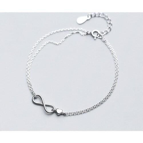 925 Sterling Silver Double Layer Cross Heart Charm Bracelet Link Chain For Women Bracelet &Bangle Wedding Party Jewelry SL301