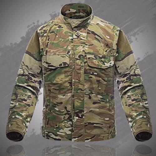 Men Tactical Camouflage Breathable Shirts Outdoor Camping Hiking Multi-Function Anti-wear Climbing Hunting Shooting Male Jacket