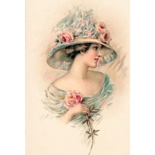 Rose flower woman Needlework,Cross stitch kits Stylish for Embroidery,14CT White canvas DIY Handmade Decorative paintings