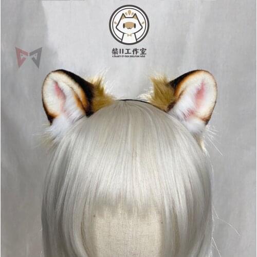 New Hand Made Work Tiger Ears Hairhoop Brown White Headwear For KC Lolita Cosplay Game Party Halloween Costume Accessories