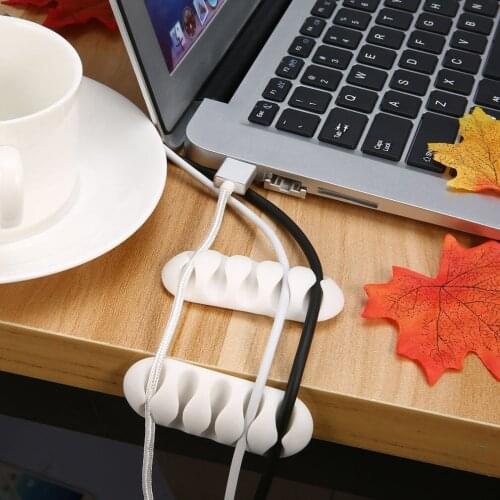7 Colors Cable Organizer Silicone USB Cable 5 Holes Tidy Management Clips Cable Holder For Mouse Headphone Wire Fixing Equipment