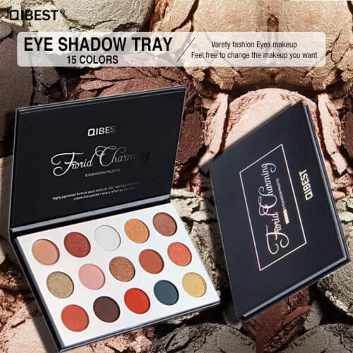 Qibest 15 Colors Sunset Eye Shadow Palette Highlighter Shimmer Matte Pigment Glitter Eyeshadow Powder Pallete Cosmetics