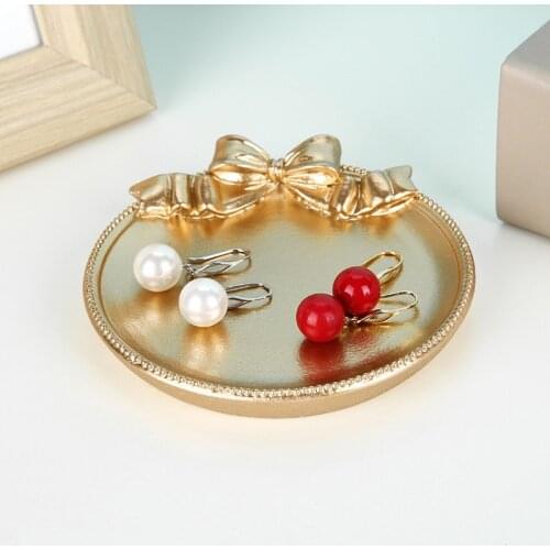 European Resin Jewelry Storage Tray Living Room Table Decoration Nordic Bow-knot Jewelry Plate Necklace Earrings Display