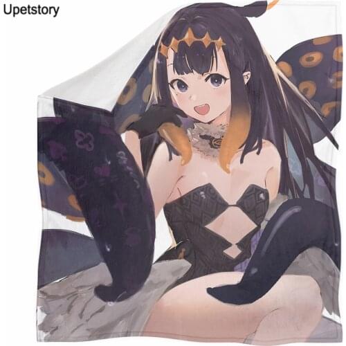 Upetstory Anime Hololive EN Gawr Gura Ninomae Ina’nis 3D Printed Fleece Blanket Bed Thick Quilt Bedspread Sherpa Throw Blanket