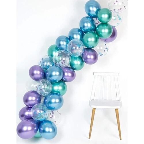 Mermaid Party Supplies Metallic Balloons Arch Kit 35Pcs Thicker Balloon for Birthday Bridal Shower Baby Shower Chrome Globos