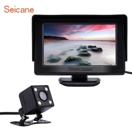 Seicane 4.3 Inch HD Digtal Monitor Display with Backup RearView Camera Assistance System Reverse Parking TFT LCD