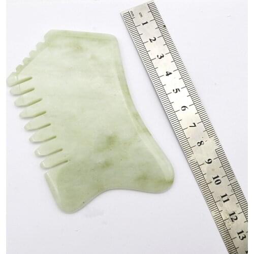Green Gouache Scraper for Face Bian Stone Board Anti-Cellulite Massager Head Massage Tools with Comb