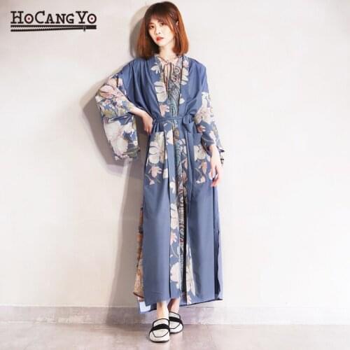 Spring Women Bohemian Blouses V Neck Peacock Flower Print Long Kimono Shirts Women Long Cardigan Lace Up Loose Blouse Tops Femme