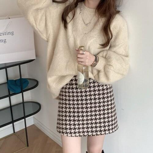 Woman clothes spring and autumn retro houndstooth mini skirt skirts womens