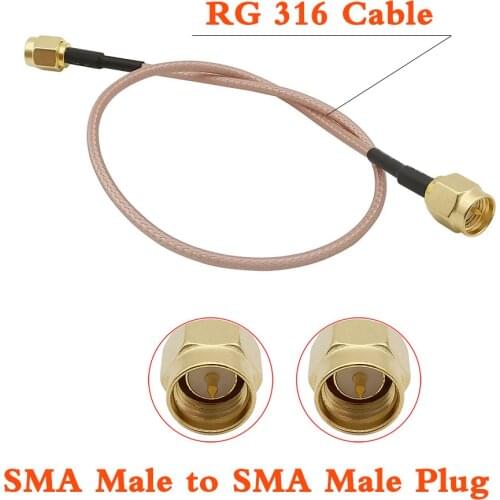 1Pcs SMA Male to SMA Male Plug RF Coaxial Connector RG316 Jumper Pigtail Cable RG316 SMA Male Plug Antenna Connector 10-50CM