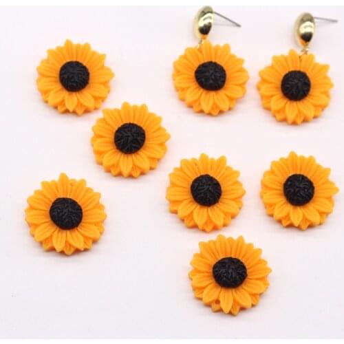 10pcs 25mm Yellow Daisy Flower Earring Resin Charms Flatback Cabochon Bead Diy Craft Brooch Patch Handmade Jewelry Accessory