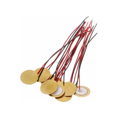 20pcs/lot 15mm Piezo Elements buzzer Sounder Sensor Trigger Drum Disc With Wire Copper Piezo buzzers For Arduino Loudspeaker