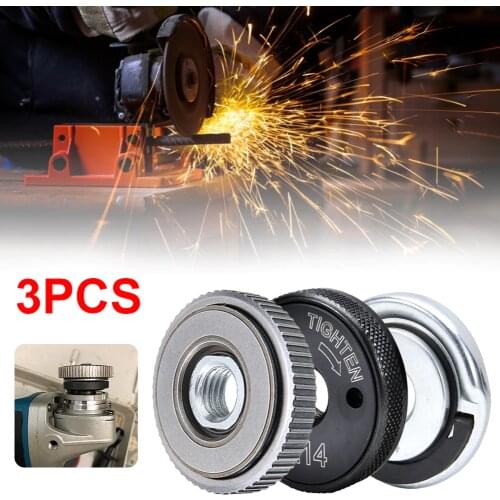 3Pcs Angle Grinder Inner Outer Flange Nut M14 Quick Clamping Nut Power Replacement for Bosch Metabo Milwaukee Makita