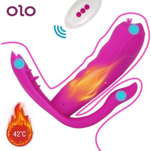 3 In 1 Heating Licking Vibrator Anal Vagina Stimulator Wearable Dildo Vibrator Clitoris G-Spot Massage Sex Toys for Women