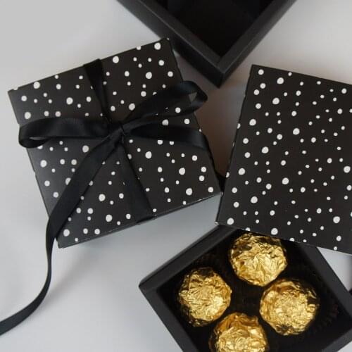 8.9*8.9*3.5CM black white design 10 set Chocolate Paper Box valentines day Christmas Birthday Party Gifts Packing Storage Boxes