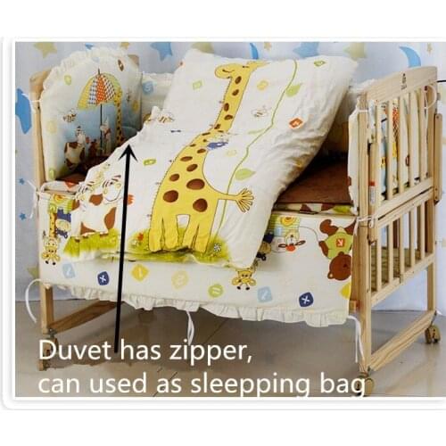 Promotion! 6PCS Baby Crib Cot Bedding, Bedding Sets (3bumpers+matress+pillow+duvet) 100*60/110*65cm