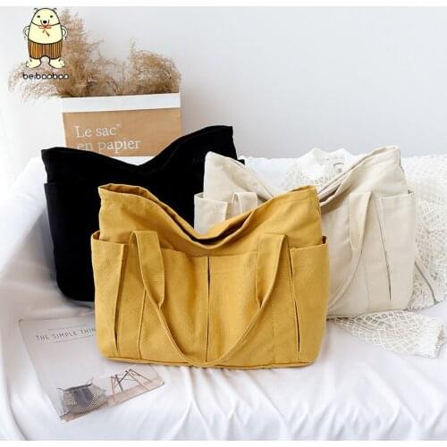 Beibaobao 2021 Leisure Top-handle Bag Diaper Bag New Canvas Multi-pockets Zipper Handbag for Student School Teacher