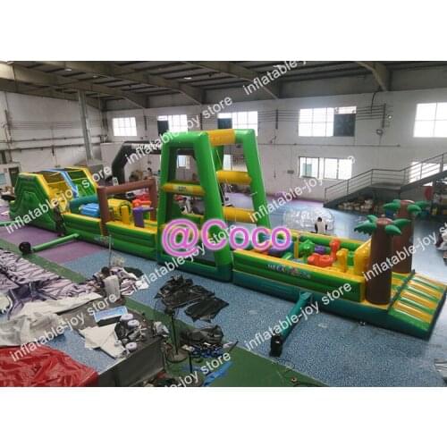 Free ship to sea port,20*3m giant Commercial Garde Jungle Theme Inflatable Obstacle/ Children Inflatable Combo Obstacle Field