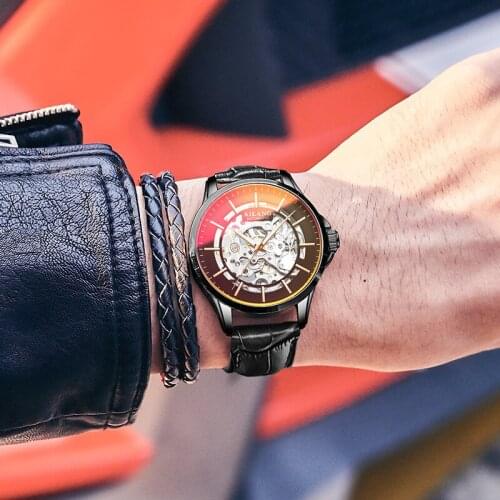 AILANG Luminous Automatic Mechanical Watch Men Luxury Brand Business Waterproof Color changing glass Male Clock Relogio