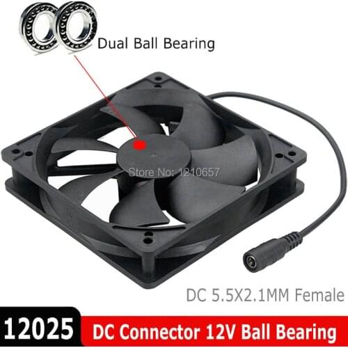 100 Pcs Lot Gdstime 12CM 120mm 120x120x25mm 12V DC Power Connector 5.5x2.1mm Desktop PC Case Cooler Computer Cooling Fan