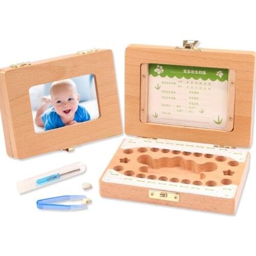 Simple Style Wooden Lanugo Deciduous Tooth Box Baby Newborn Teeth Collection Growth Memorial Box Baby Tooth Box Organizer