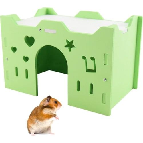 Wood Hamster House Star Heart Design Hamster Cage Hideout Small Animal House Cage for Hamster Guinea Pig Rat