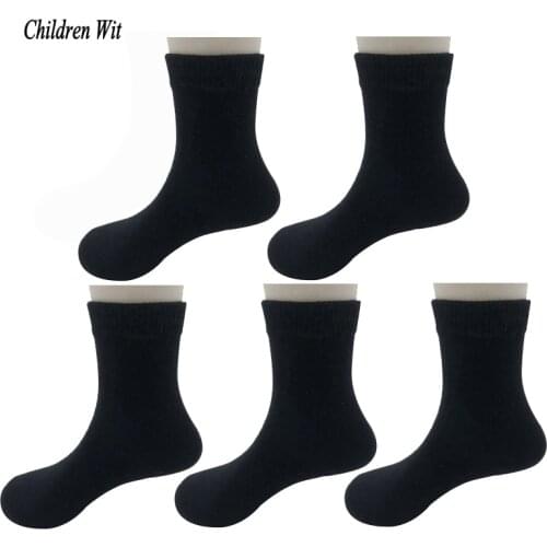 Children Wit Autumn Winter 1-10 Year Boys Socks Candy-Colored High Quality Cotton Student Socks 5 Pairs Kids Socks
