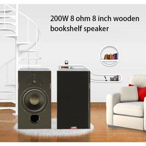 200W 8 Ohm 8 Inch Wooden Speaker Fever Hifi Speaker Passive Wooden Monitor Speaker Bookshelf Speaker Pair Box 20HZ-40KHZ