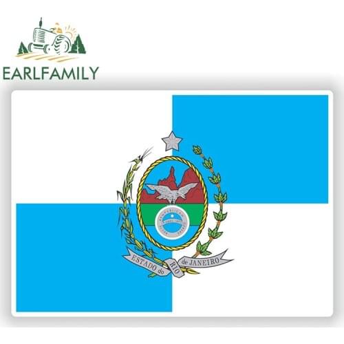 EARLFAMILY 13cm x 9.1cm Rio De Janeiro Flag Brazil Sticker Bumper Decal Car Laptop Tablet Reflective Car Stickers Waterproof