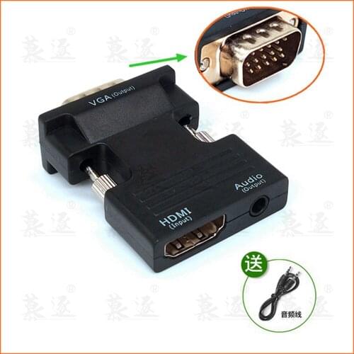 HDMI- compatible Female to VGA Male Converter with Audio Adapter Support 1080P Signal Output Convertor with Audio Cables