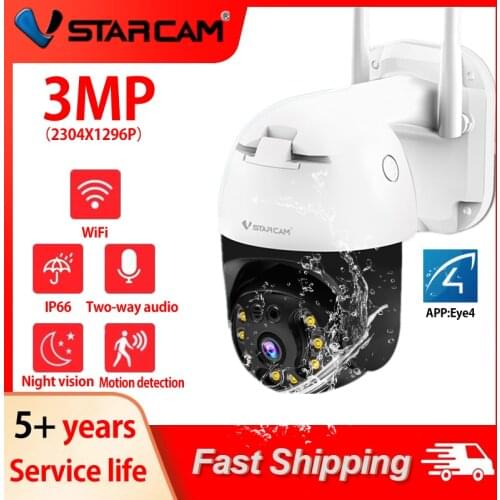 Vstarcam Wifi IP Camera 3MP Dome AI Security Camera P2P Wireless 2 Way Audio Outdoor Waterproof IR Color Night PTZ Support Zoom