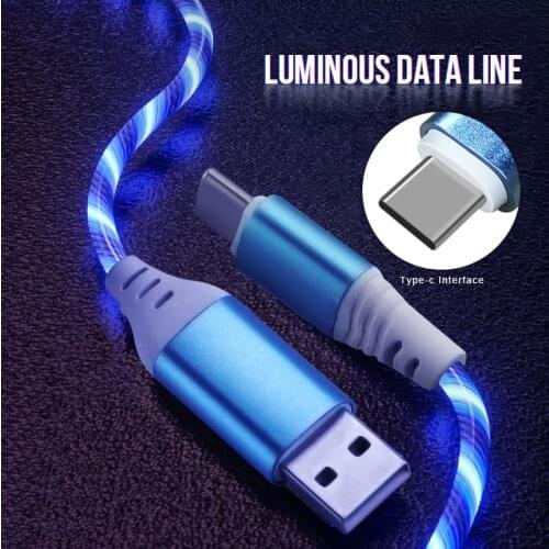 Type C USB Cable Streamer Lighting USB C Cable Tape C Charging Wire Quick Charge 3.0 Fast Charger Wire for Samsung Huawei Xiaomi