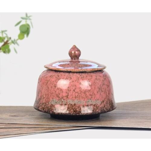 Jun kiln fambe glaze Sakura seasoning spice Sauce Jar Tea Box tea Canister Porcelain candy jar ceramic sealed tank tea caddy