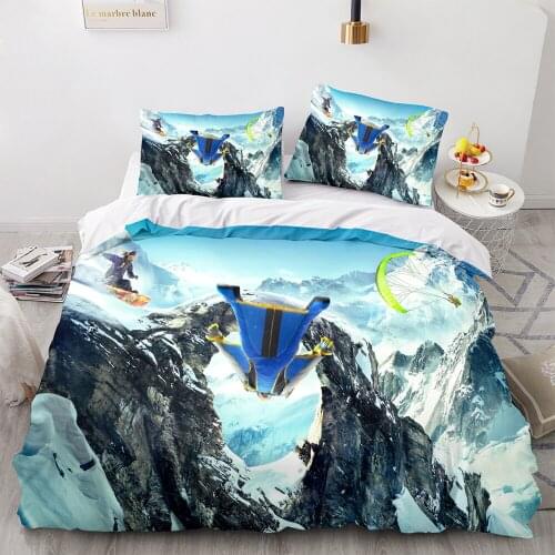 Extreme Sport Bedding Set Single Twin Full Queen King Size Ski Winged Flight Bed Set Childrens Kid Bedroom Duvetcover Sets 002